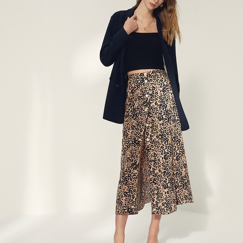 Wilfred Leopard-Print Midi Skirt